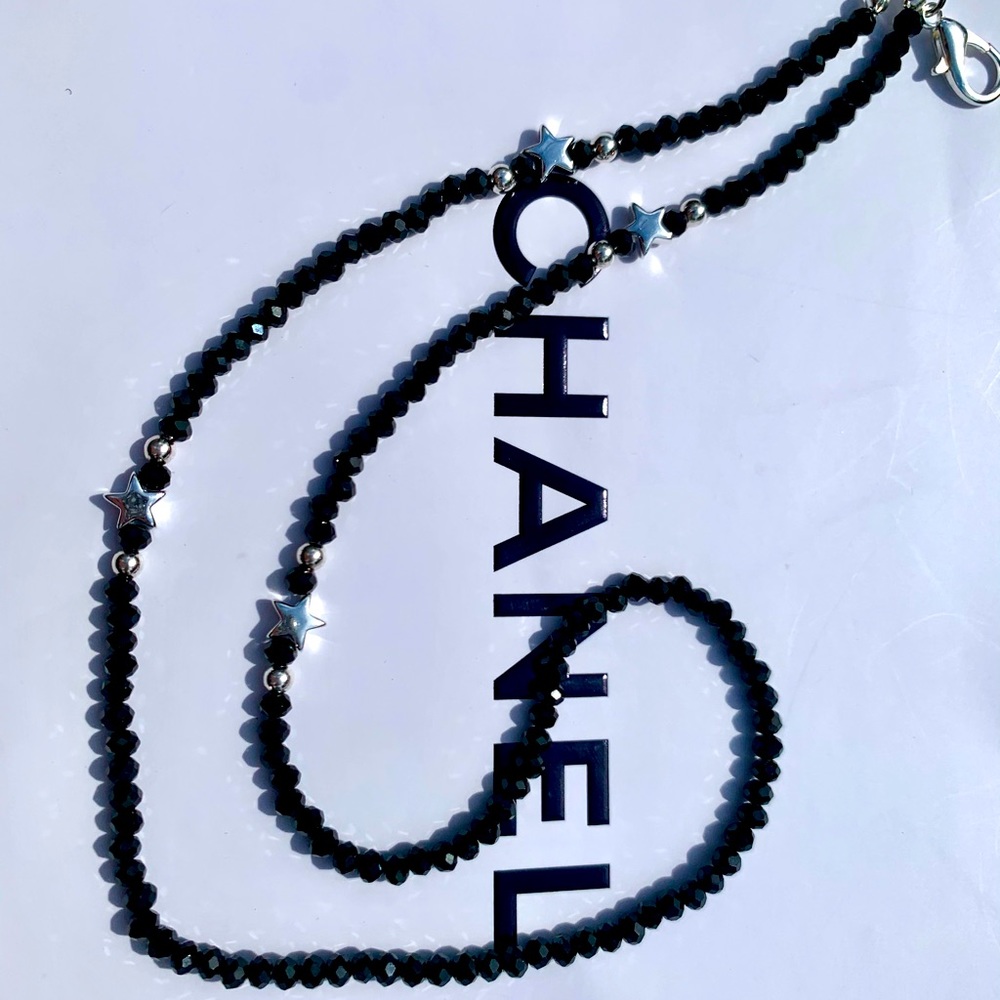 Handmade silver star mask chain holder